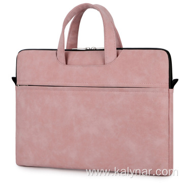 Customized Logo Frosted PU Leather Laptop Briefcase